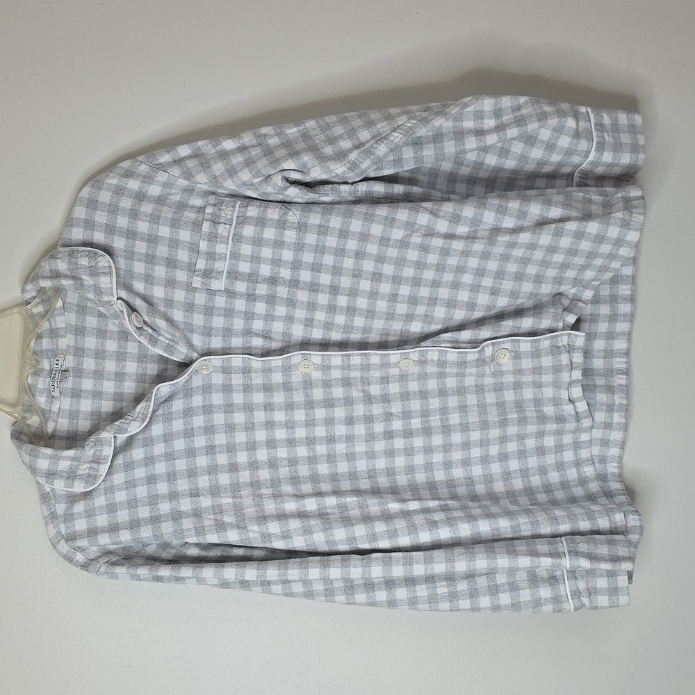 Serena & Lily Light Gray Checkered Womens Sz Large Pajama Set 100% Cotton - Picture 3 of 7